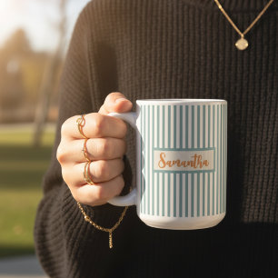 Mug met eigen naam en strepen, cadeau voor tieners koffiemok
