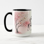 Mug met eigen naam waterverf roze gelukkig verjaar mok (Links)