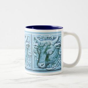Mug met stierkop Majolica-geïnspireerde kunst Tweekleurige Koffiemok