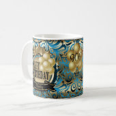 Mug Métallique Bleu et or Bonne étoile d'anniversaire (Devant gauche)