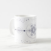 Mug Métatron lune et étoiles géométrie sacrée bleu (Devant gauche)