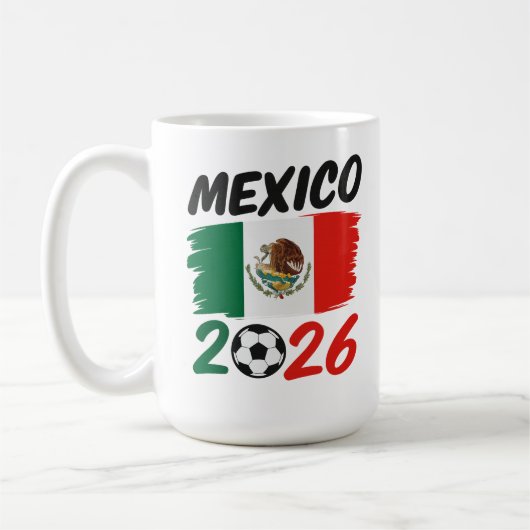 Mug Mexico 2026 Soccer Fan Design with Football (Gauche)