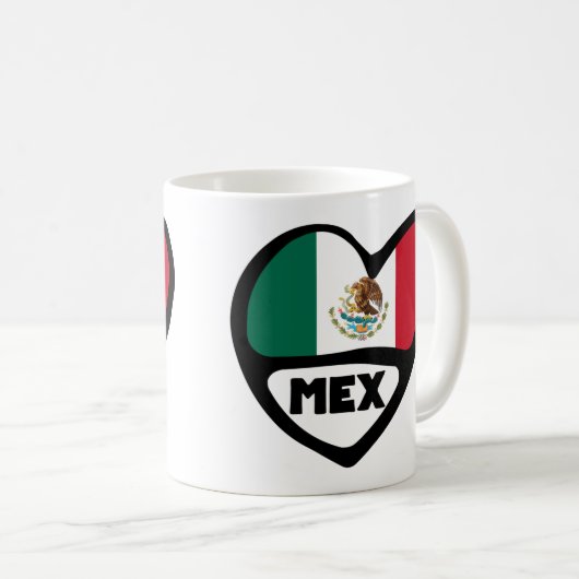 Mug Mexique Code Pays Coeur Drapeau, MEX (Devant droit)