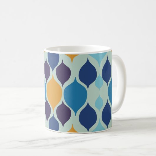 Mug Mi-siècle 1960 Géométrique Bleu (Devant droit)
