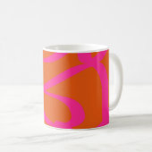 Mug Mi-Siècle Abstrait Moderne Lignes Orange Et Rose (Devant droit)