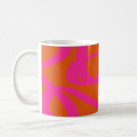 Mug Mi-Siècle Abstrait Moderne Lignes Orange Et Rose (Gauche)
