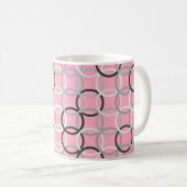 Mug Mi-siècle Cercles modernes, corail rose et gris (Devant droit)