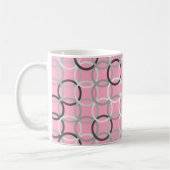 Mug Mi-siècle Cercles modernes, corail rose et gris (Gauche)