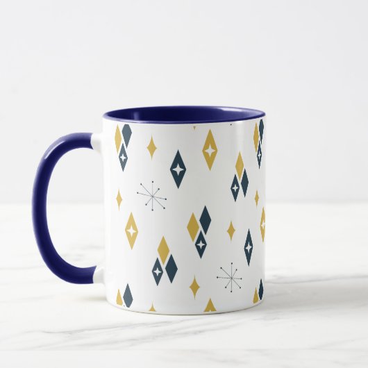 Mug Mi-siècle Diamants Atomique Starburst Marine Musta (Gauche)