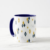 Mug Mi-siècle Diamants Atomique Starburst Marine Musta (Devant gauche)