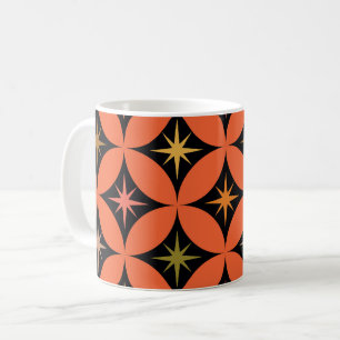 Mug Mi-siècle étoiles atomiques sur les cercles orange
