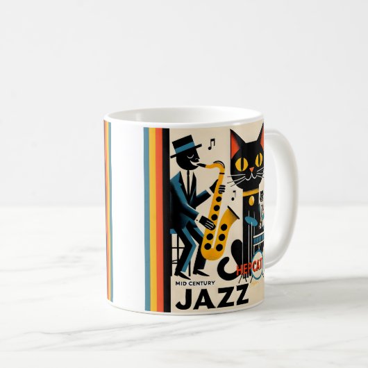 Mug Mi siècle Jazz Age HepCat Chat Noir (Devant droit)