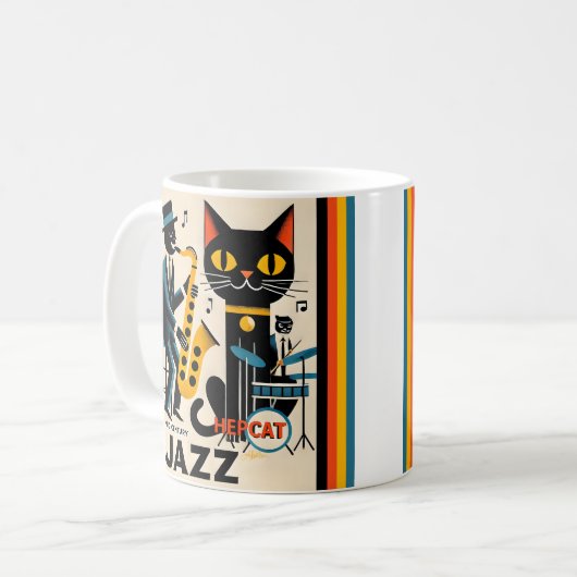 Mug Mi siècle Jazz Age HepCat Chat Noir (Devant gauche)