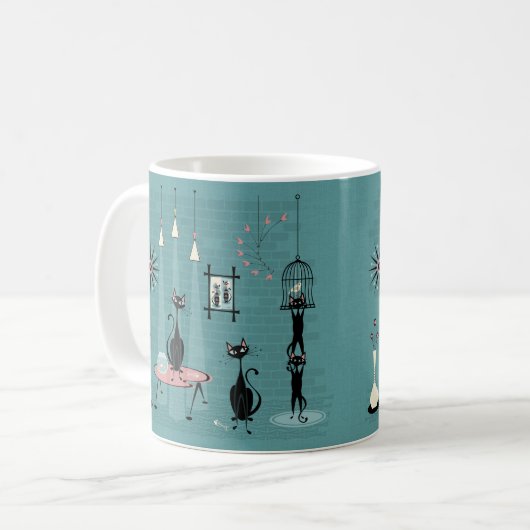 Mug Mi-siècle Kitty Famille Mischief ©studioxtine (Devant gauche)