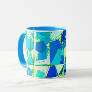 Mug Mi-siècle moderne Abstrait, Aqua & Cerulean Bleu