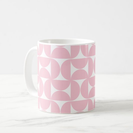 Mug Mi-Siècle Moderne Bébé rose et blanc Motif (Devant gauche)