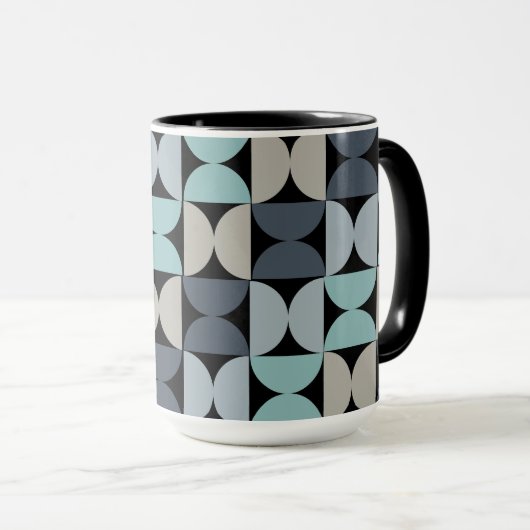 Mug Mi-siècle moderne bleu vert et gris (Devant droit)