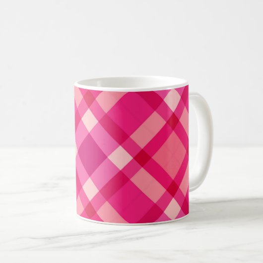 Mug Mi-siècle moderne Plaid, Fuchsia rose et vin (Devant droit)