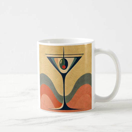 Mug Mi-siècle Moderne "vague de martini à l'olive pime (Droite)