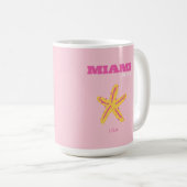 Mug Miami Beach, Miami Travel Art, Preppy Room, Rose (Devant droit)