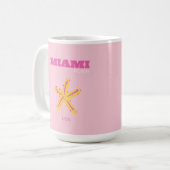 Mug Miami Beach, Miami Travel Art, Preppy Room, Rose (Devant gauche)
