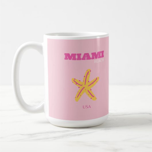 Mug Miami Beach, Miami Travel Art, Preppy Room, Rose (Gauche)