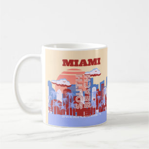 Mug Miami Beach, Miami Travel Art, Retro