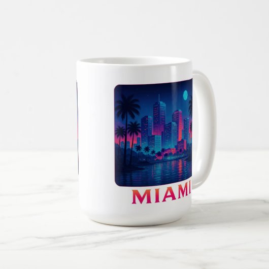 Mug Miami Moonrise - Neon Skyline Graphic Tee (Devant droit)
