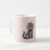 Mug Miau Chat Minou Noir Rose Mignon (Devant gauche)