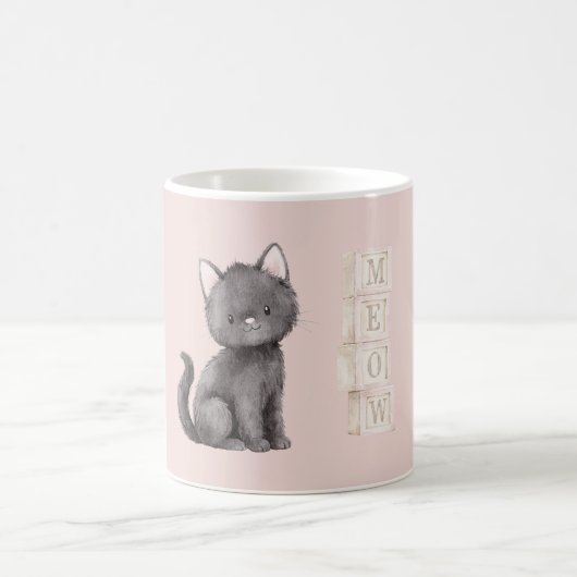 Mug Miau Chat Minou Noir Rose Mignon (Centre)