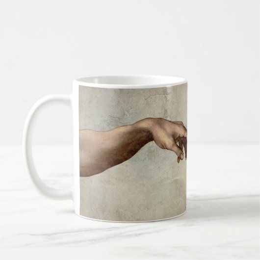 Mug Michaelangelo mains création adam dieu (Gauche)