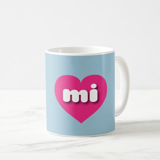Mug Michigan coeur rose chaud - J'aime mi (Devant droit)