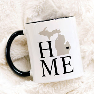Mug Michigan Maison Beige et Noir Coeur de l'État