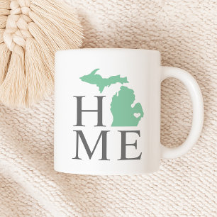 Mug Michigan Maison Vert Menthe État Cœur