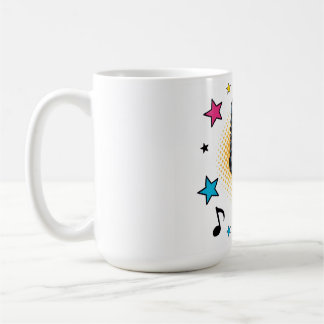 Mug Microphone pop avec des étoiles colorées et des no
