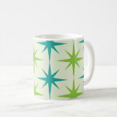 Mug Mid-Century Atomique Starburts Vert et Turquoise (Devant droit)