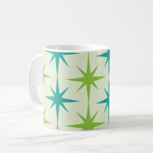 Mug Mid-Century Atomique Starburts Vert et Turquoise