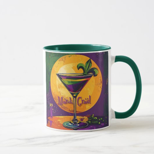 Mug Mid Century Mardi Gras Sunset Fleur De Lis Martini (Droite)