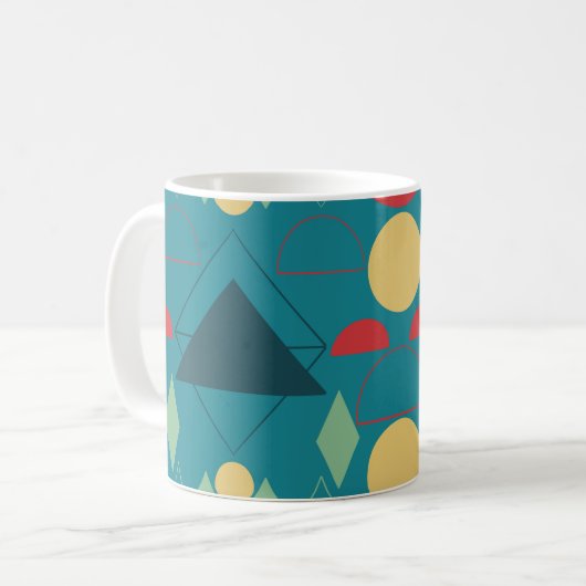 Mug Mid Century Mod géométrique Turquoise (Devant gauche)