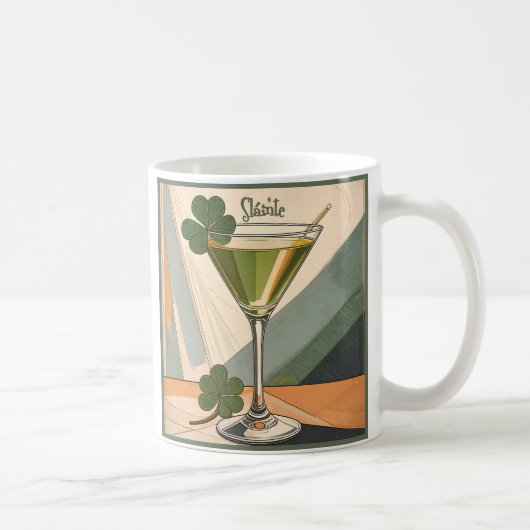 Mug Mid Century Modern Art Shamrock Martini Sláinte!  (Droite)
