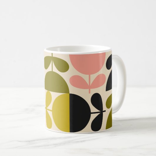 Mug Mid‑century modern- Retro Scandinavian Flowers (Devant droit)