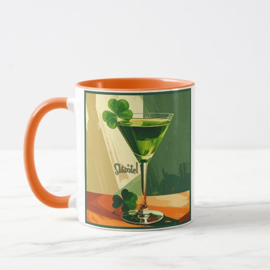 Mug Mid Century Modern Shamrock Martini Sláinte!  (Gauche)