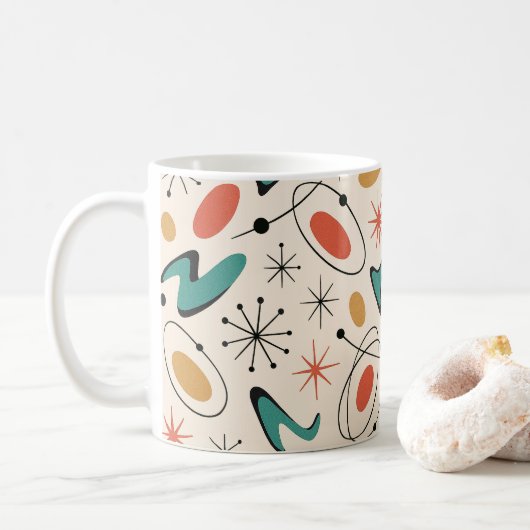 Mug Mid Century Modern Starburst Pattern (Avec donut)