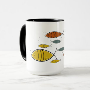 Mug Mid Century Moderne MCM Rétro Motif de poisson