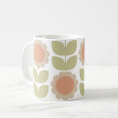 Mug  Mid-Century Pastel Pink Retro Floral Pattern (Devant gauche)
