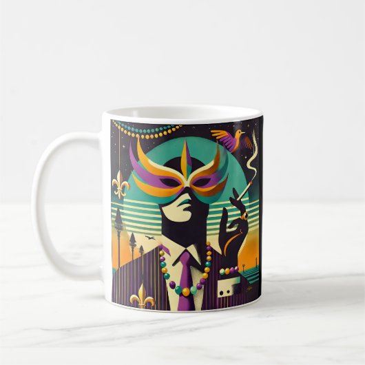 Mug Mid Century Retro 60s Mardi Gras The Smoking Man (Gauche)