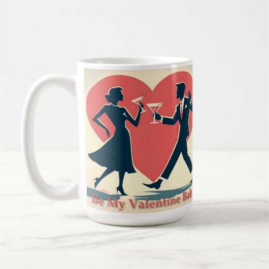 Mug Mid Century Valentine Hip Martini Dancing Couple (Gauche)