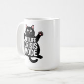 Mug Midlife Crisis Mode Fat Black Cat Humor (Devant gauche)
