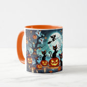 Mug Midnight Magic: Black Cats & Pumpkins Halloween  (Devant gauche)