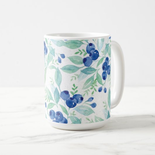 Mug Midsummer Rustic Blueberry Berry Motif d'été (Devant droit)